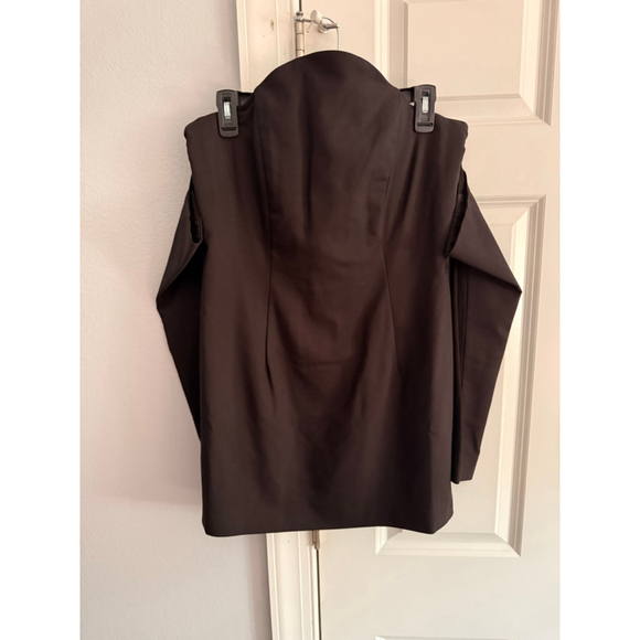 Women's BCBGMAXAZRIA Black Off-the-Shoulder Mini Dress Size 10 - Picture 4 of 9